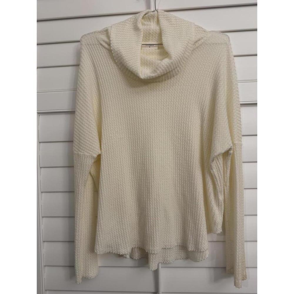 Everly white waffle knit cowl neck sweater size Medium